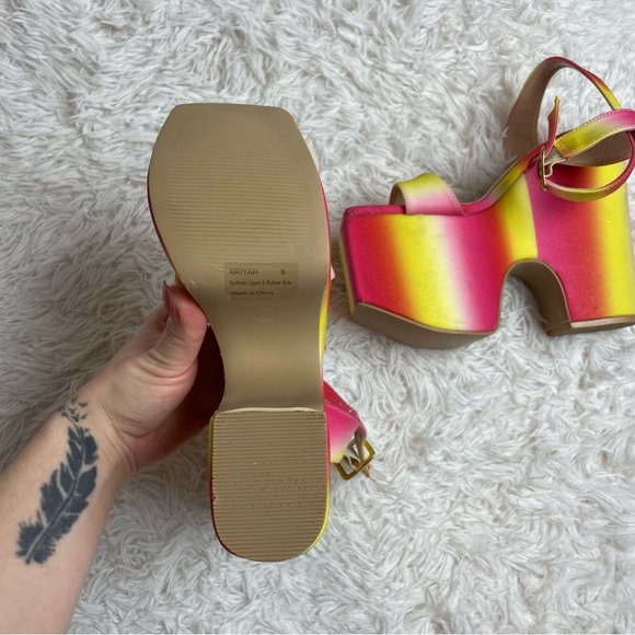 Ariyah Platform Heels Wedges Lemon Drop by Privileged Dolls Kill Ombré - Picture 7 of 16